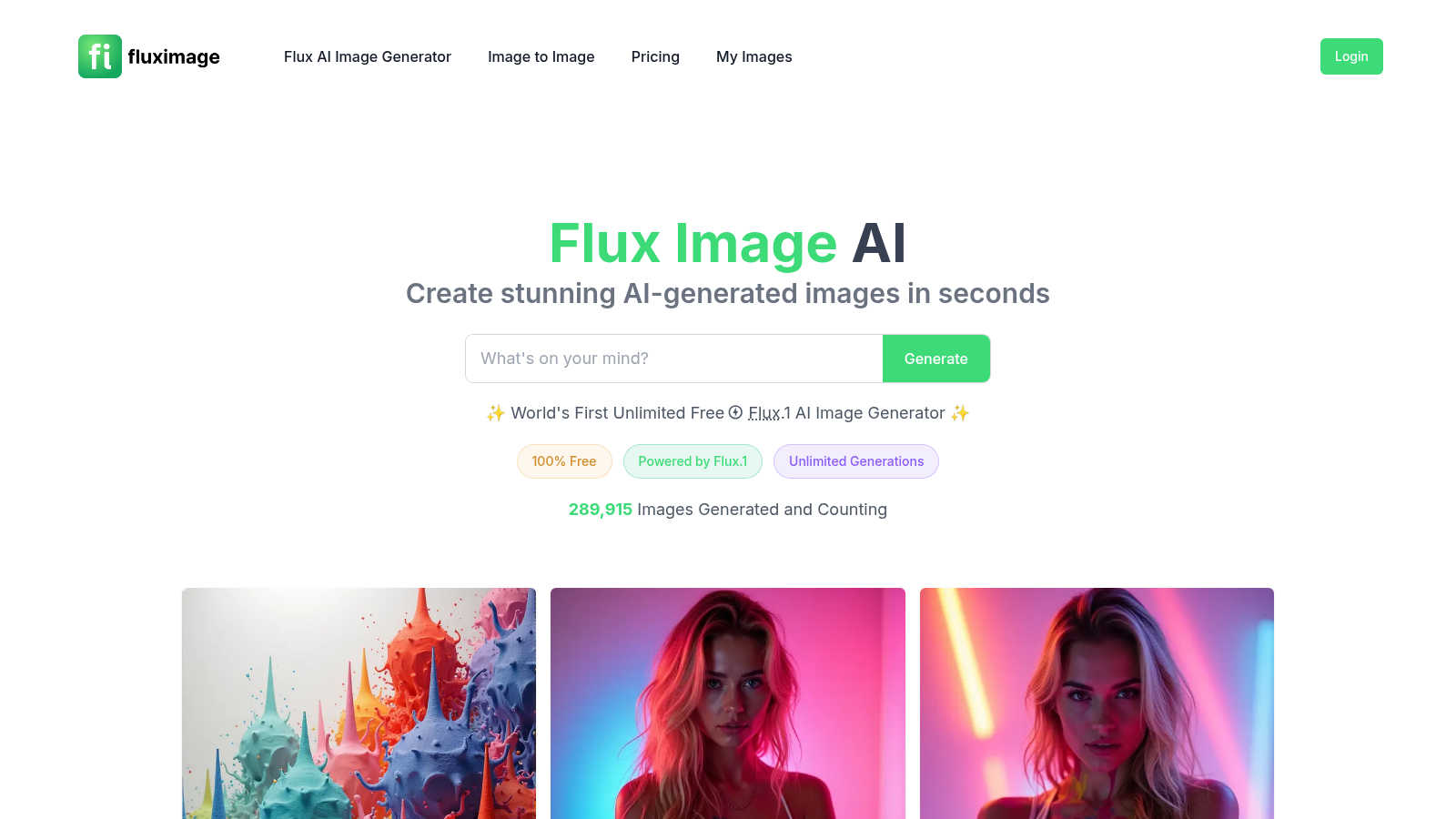 Flux Image AI application interface and features