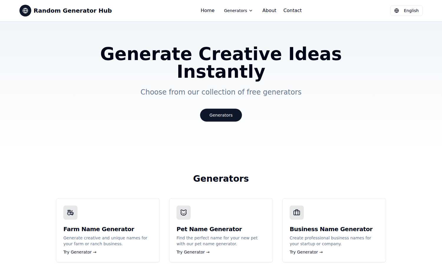 Random Generator Hub application interface and features
