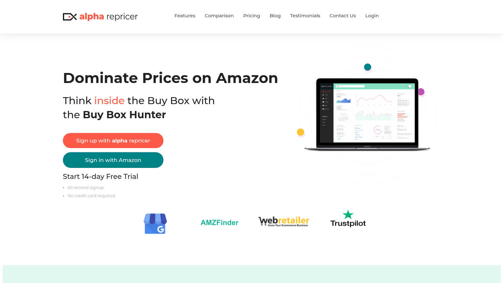Alpha Repricer application interface and features
