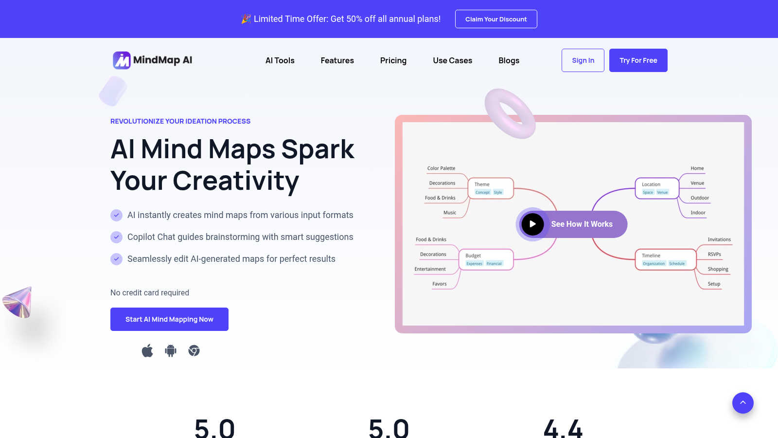 MindMap AI application interface and features