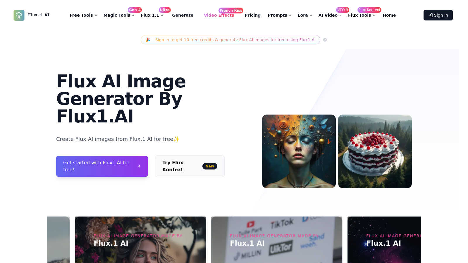 Flux AI application interface and features