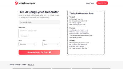 Lyrics Generator - AI tool for Audio & Music