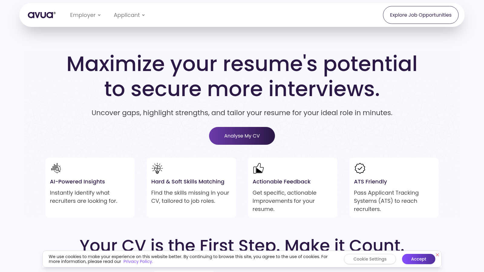 avua.com application interface and features