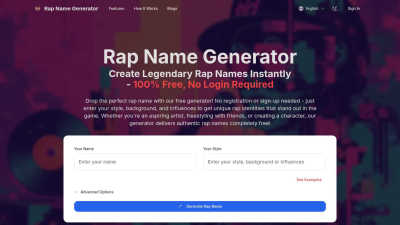 Rap Name Generator - AI tool for Audio & Music