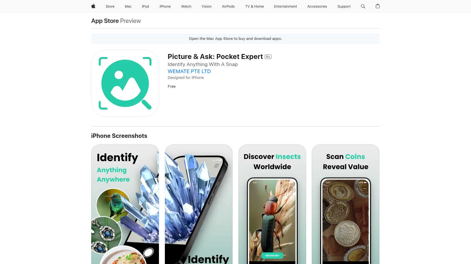 Picture & Ask: Pocket Expert application interface and features