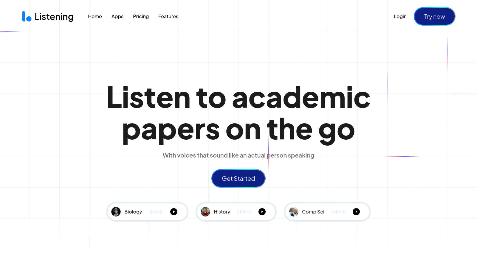 Listening.com application interface and features