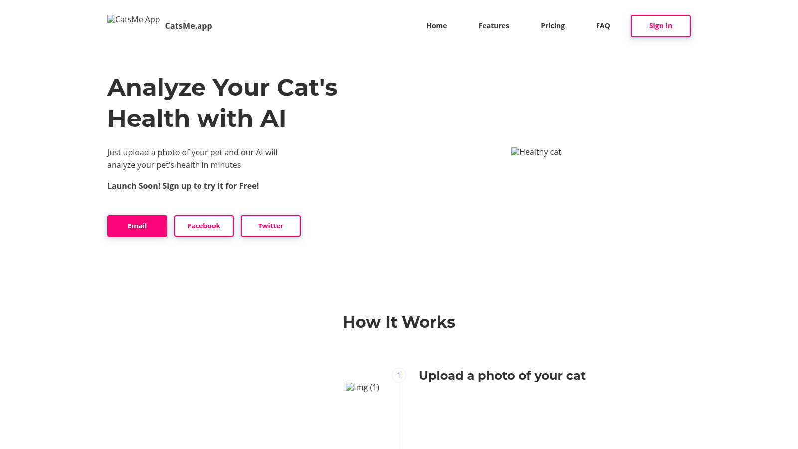 CatsMe application interface and features