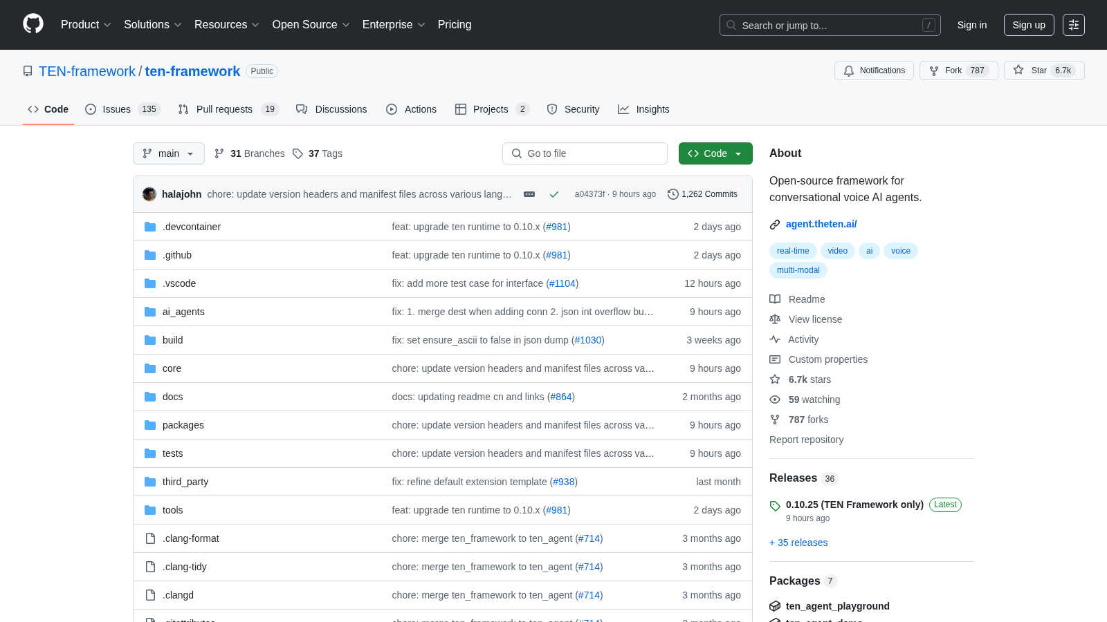 TEN Agent application interface and features
