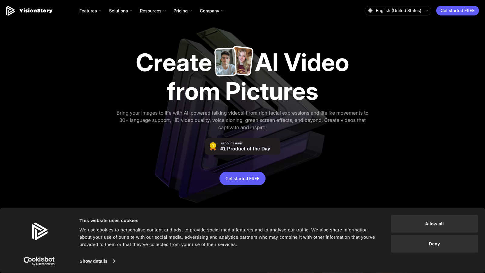 VisionStory application interface and features