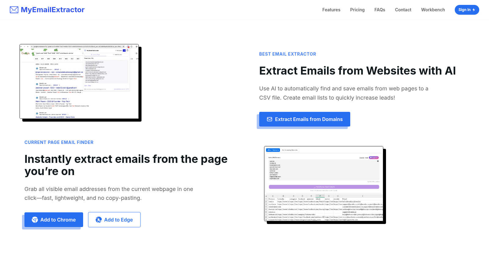 My Email Extractor application interface and features