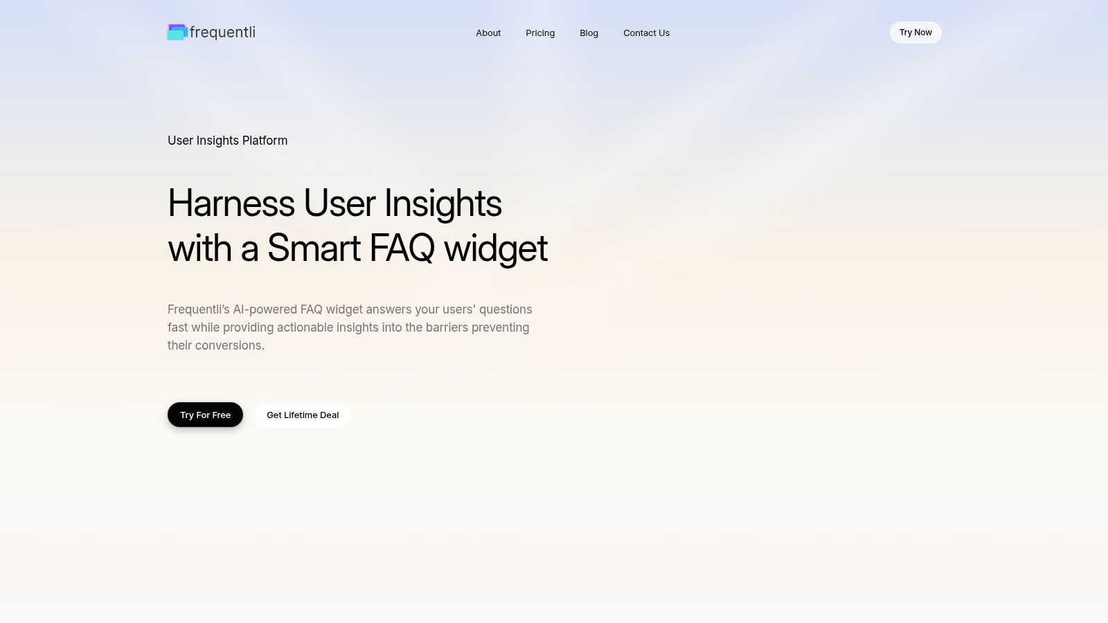 Frequentli application interface and features