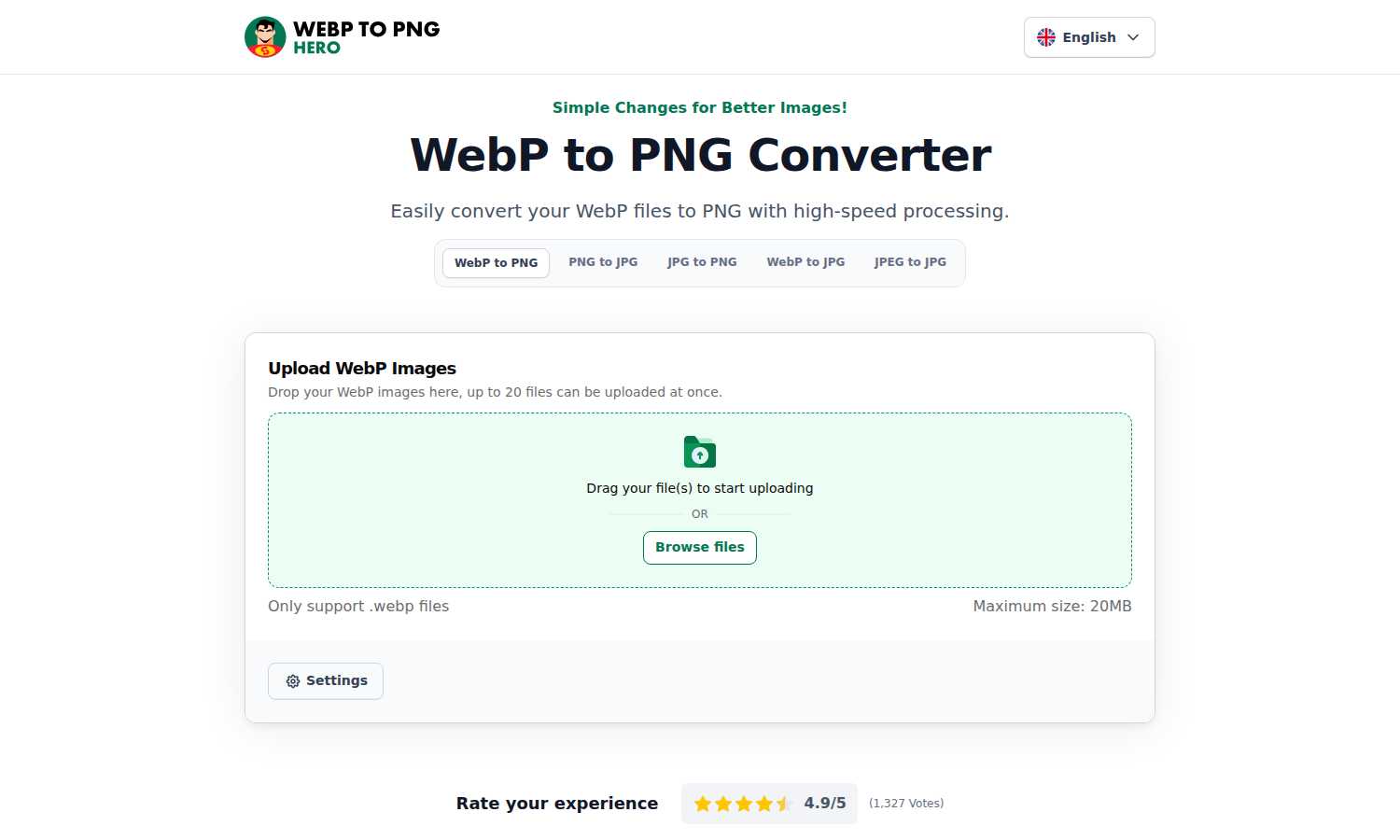 WebPtoPNGHero application interface and features
