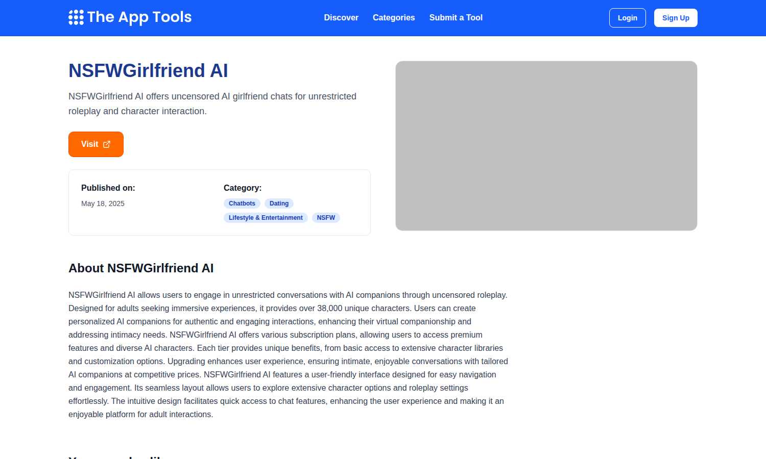 NSFWGirlfriend AI application interface and features