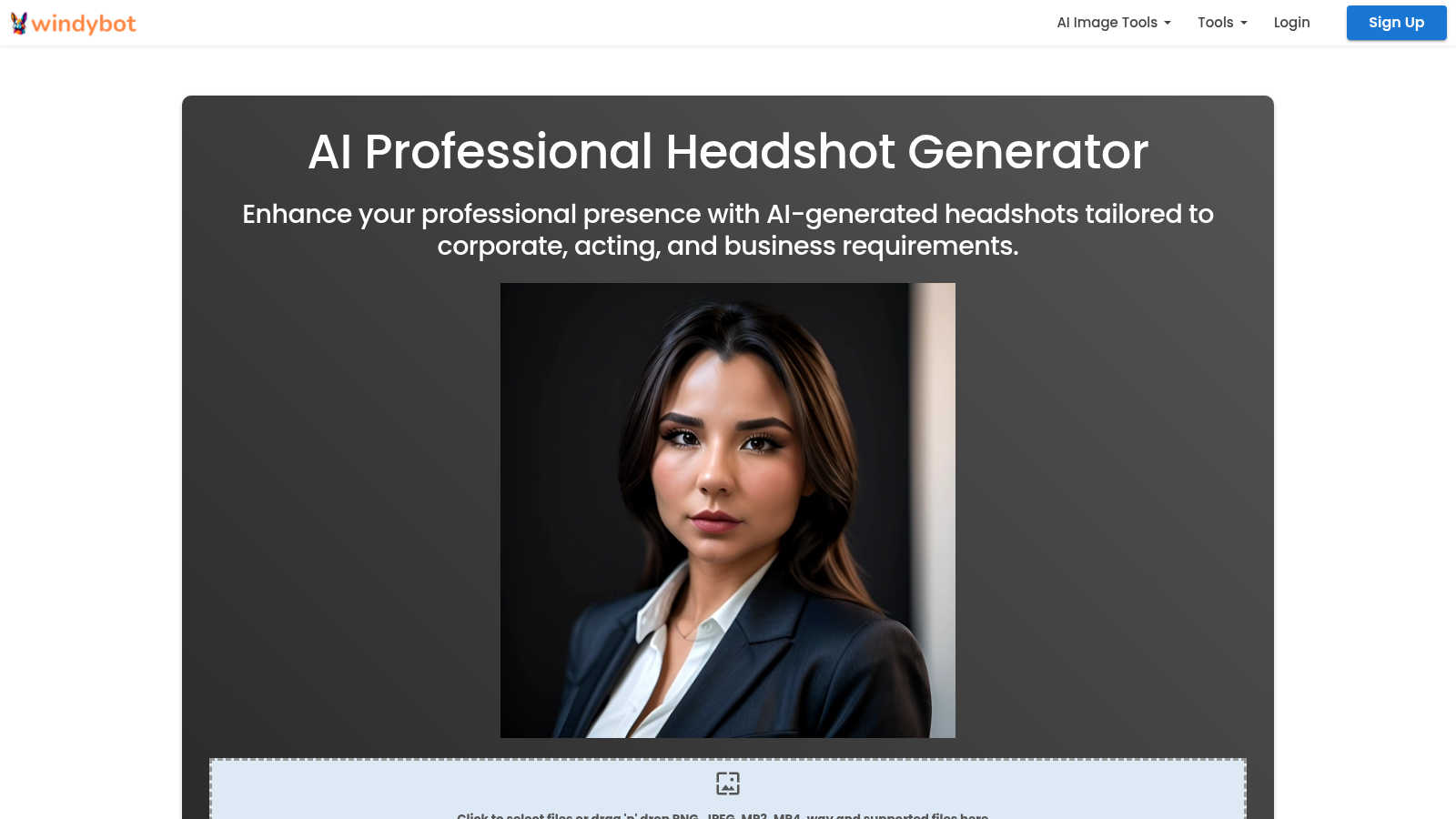 AI Professional Headshot Generator application interface and features