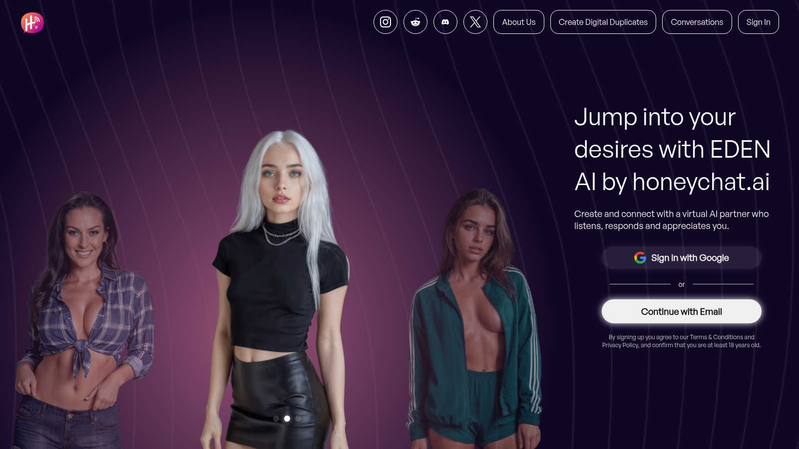 honeychat.ai application interface and features