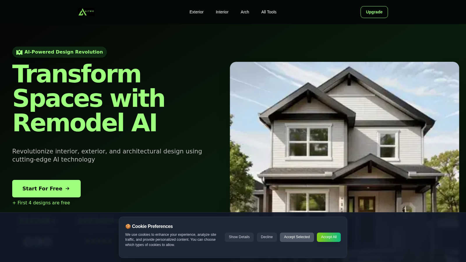 Remodel AI application interface and features