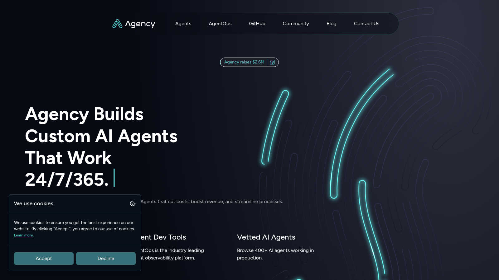 Agency AI application interface and features