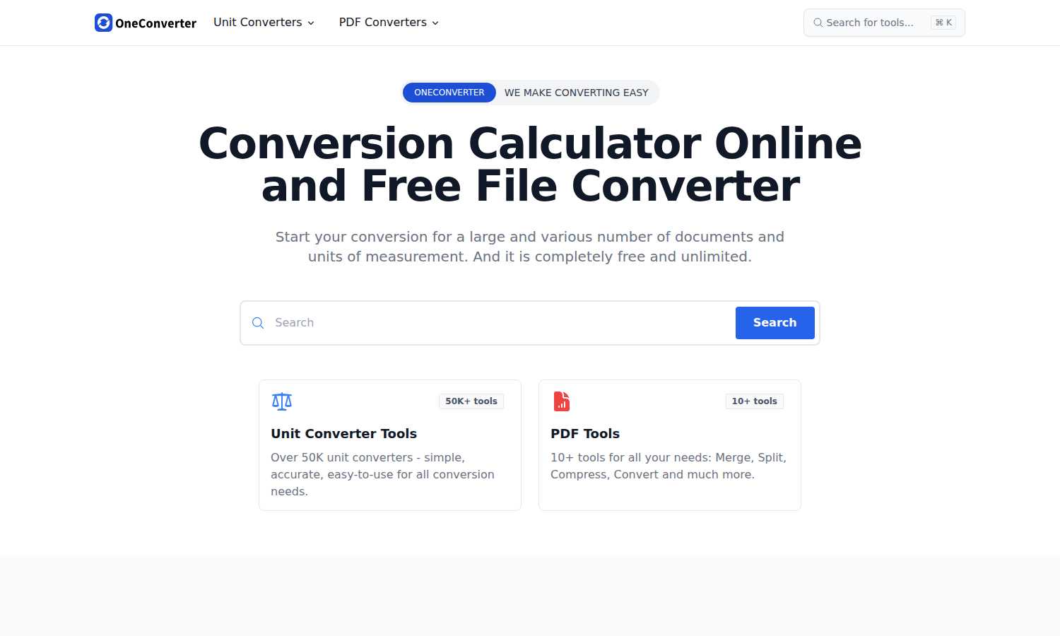 OneConverter application interface and features