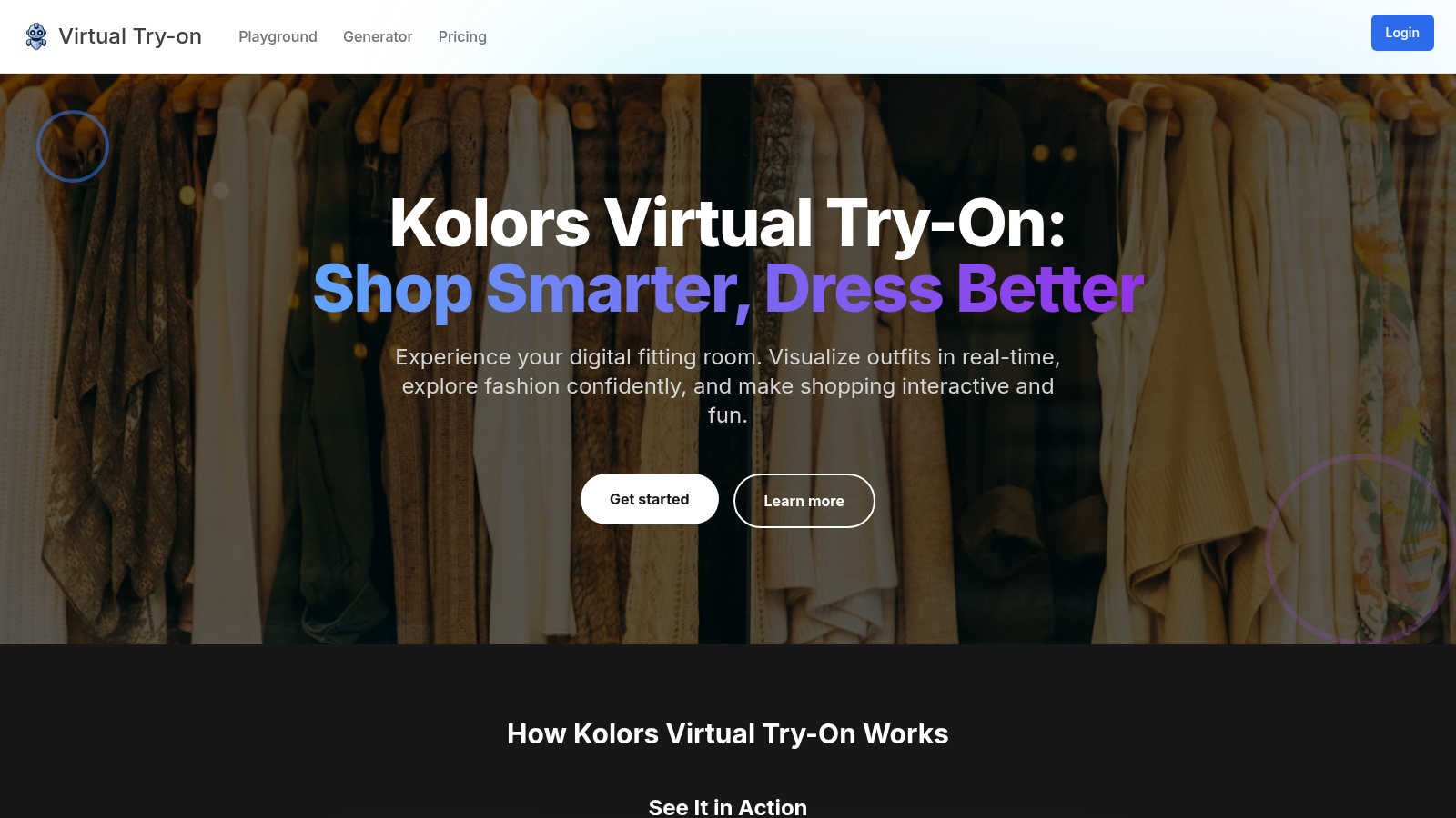 Kolors Virtual Try-On application interface and features