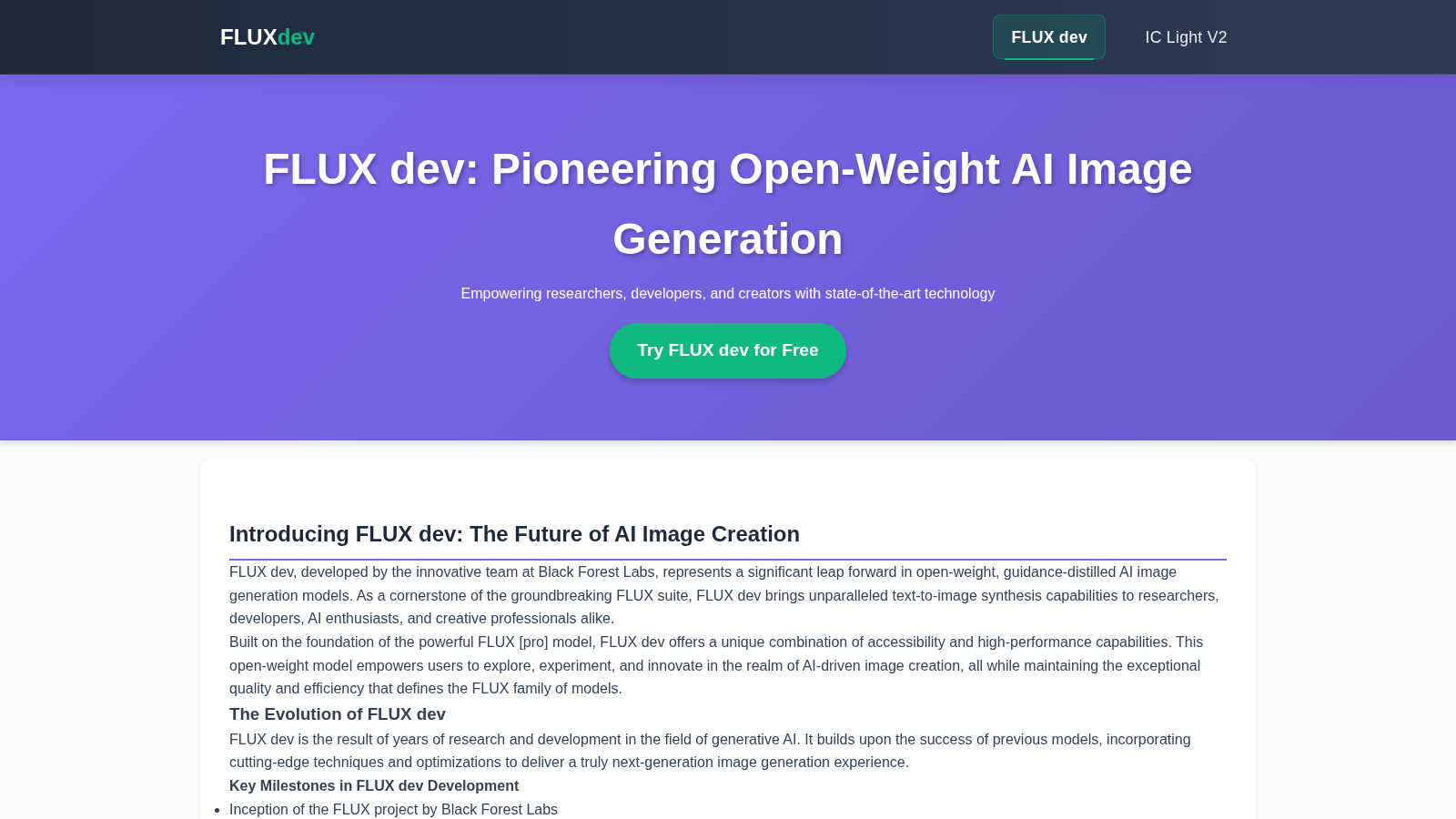 FLUX Dev application interface and features