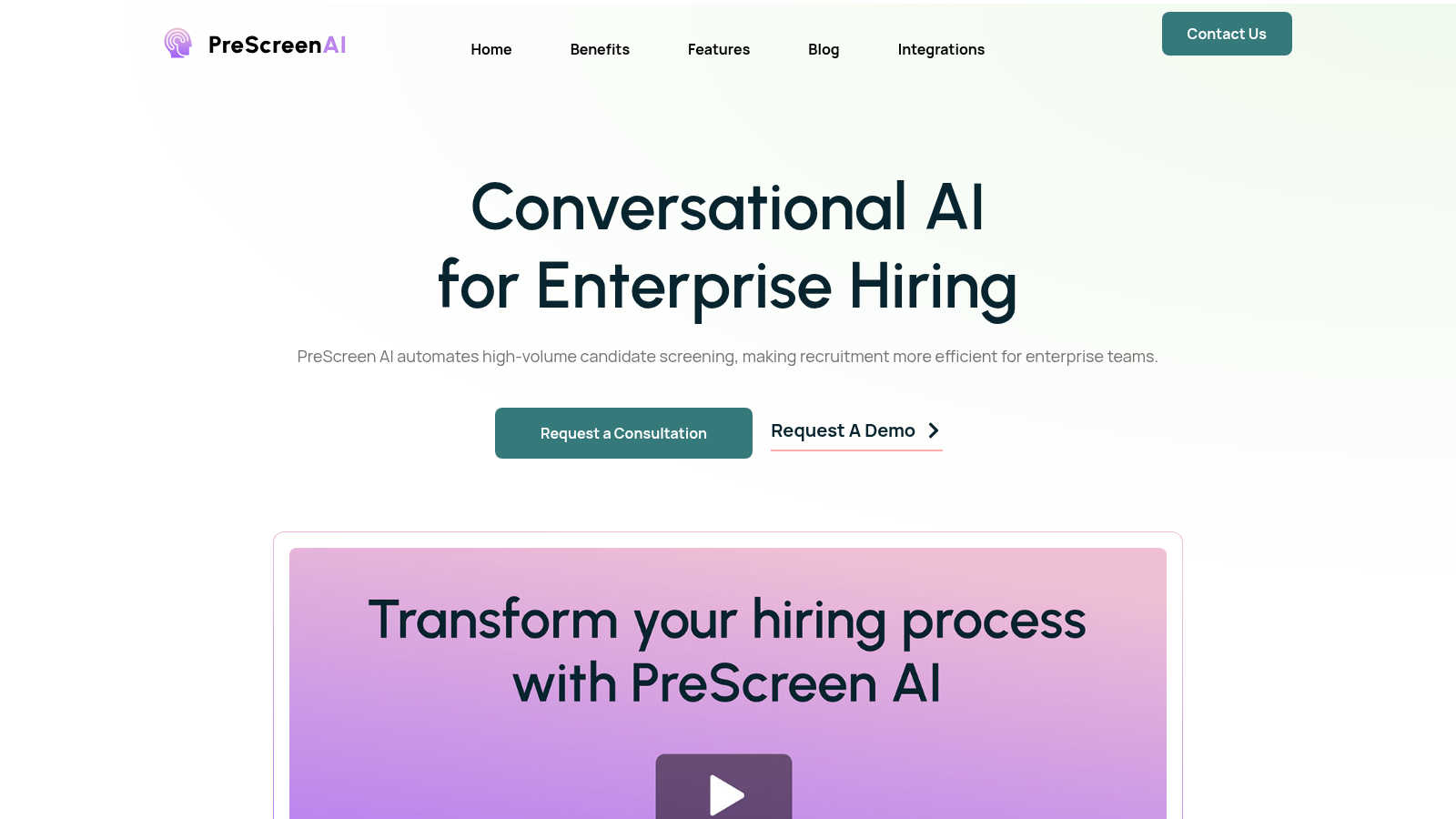 PreScreen AI application interface and features