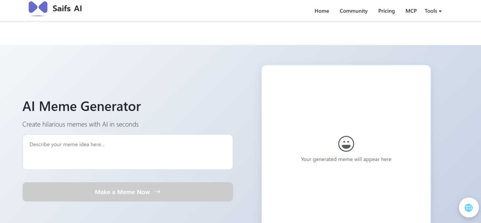 AI Meme Generator application interface and features