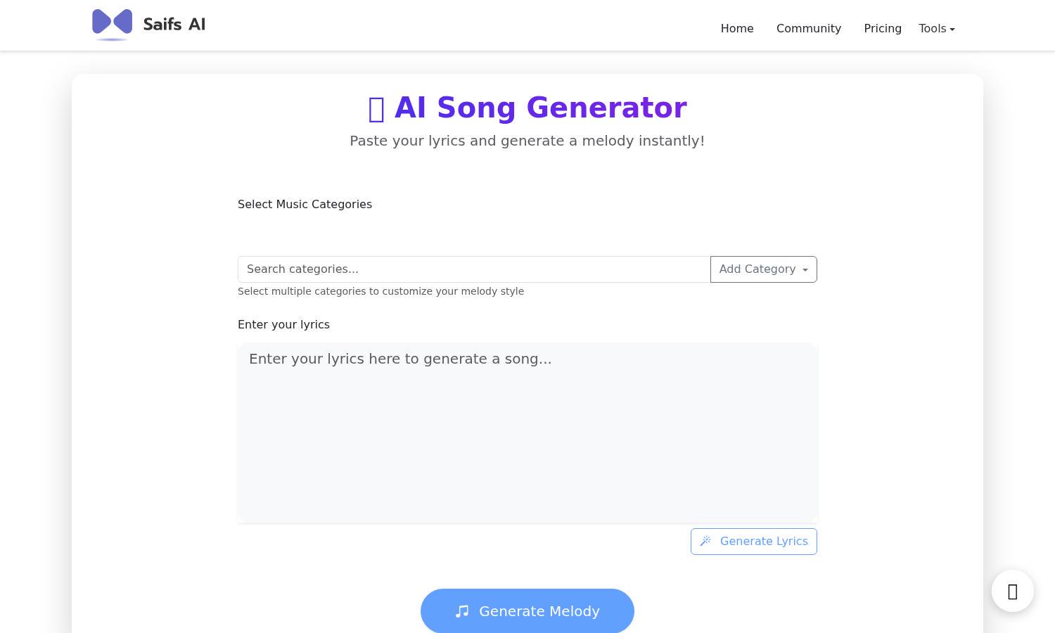AI Song Generator Website