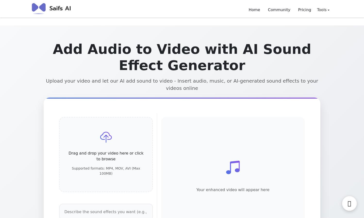 AI Sound Effect Generator Website