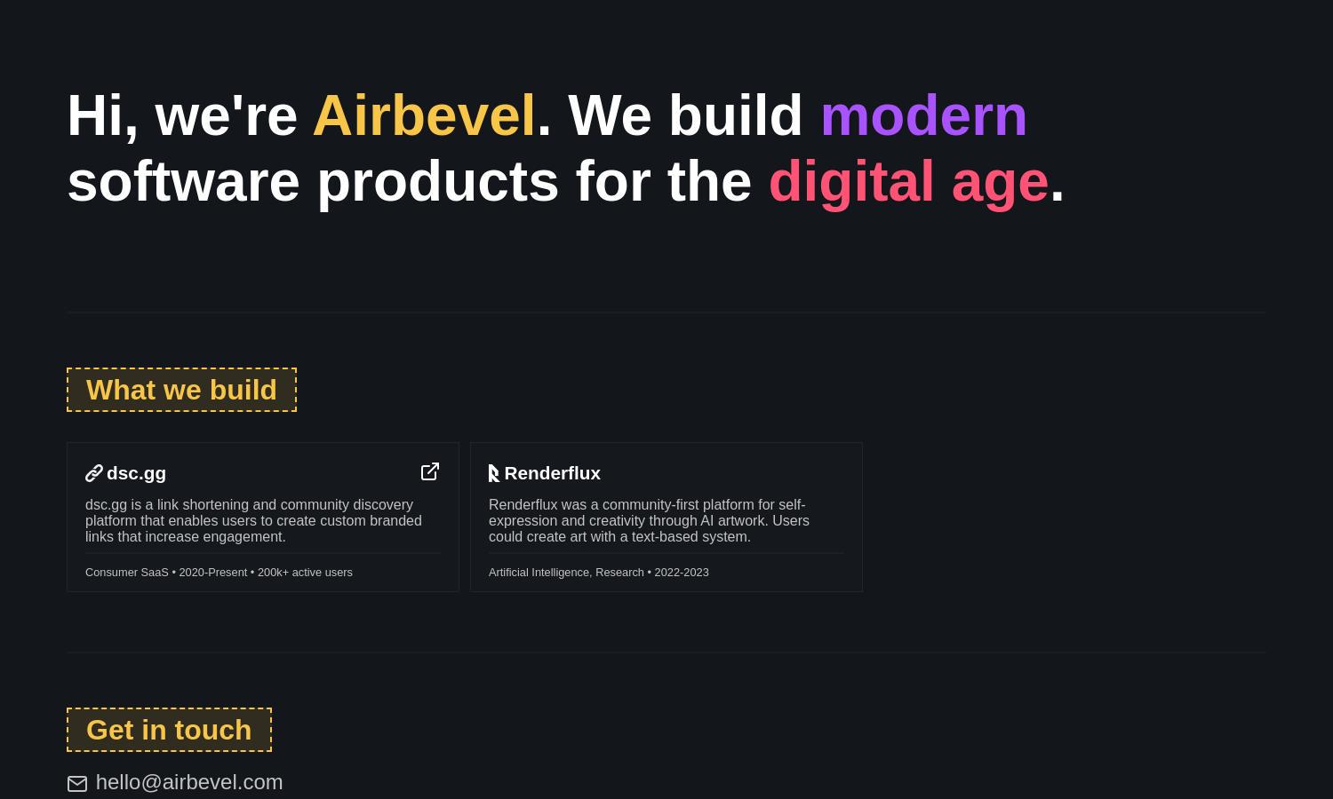 Airbevel Website