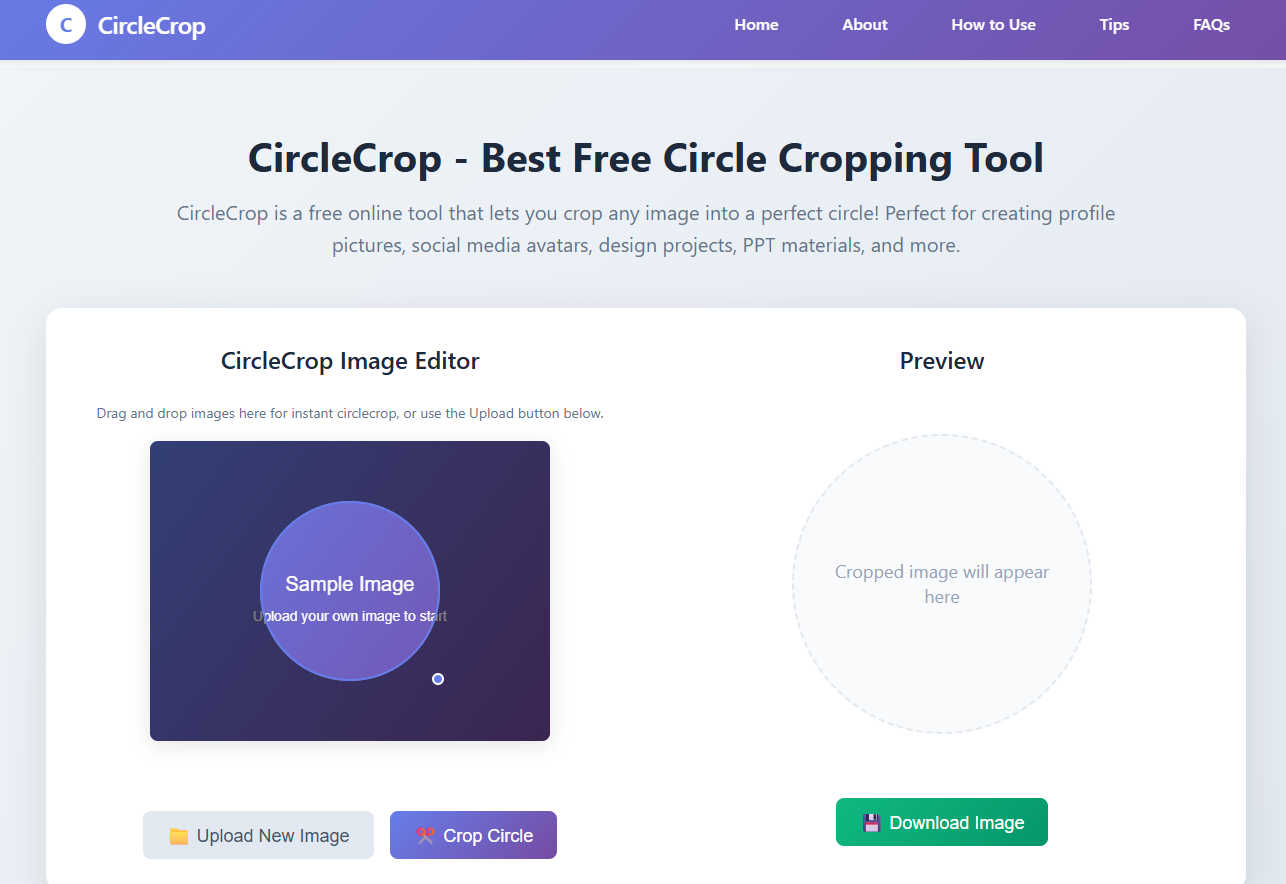 CircleCrop application interface and features