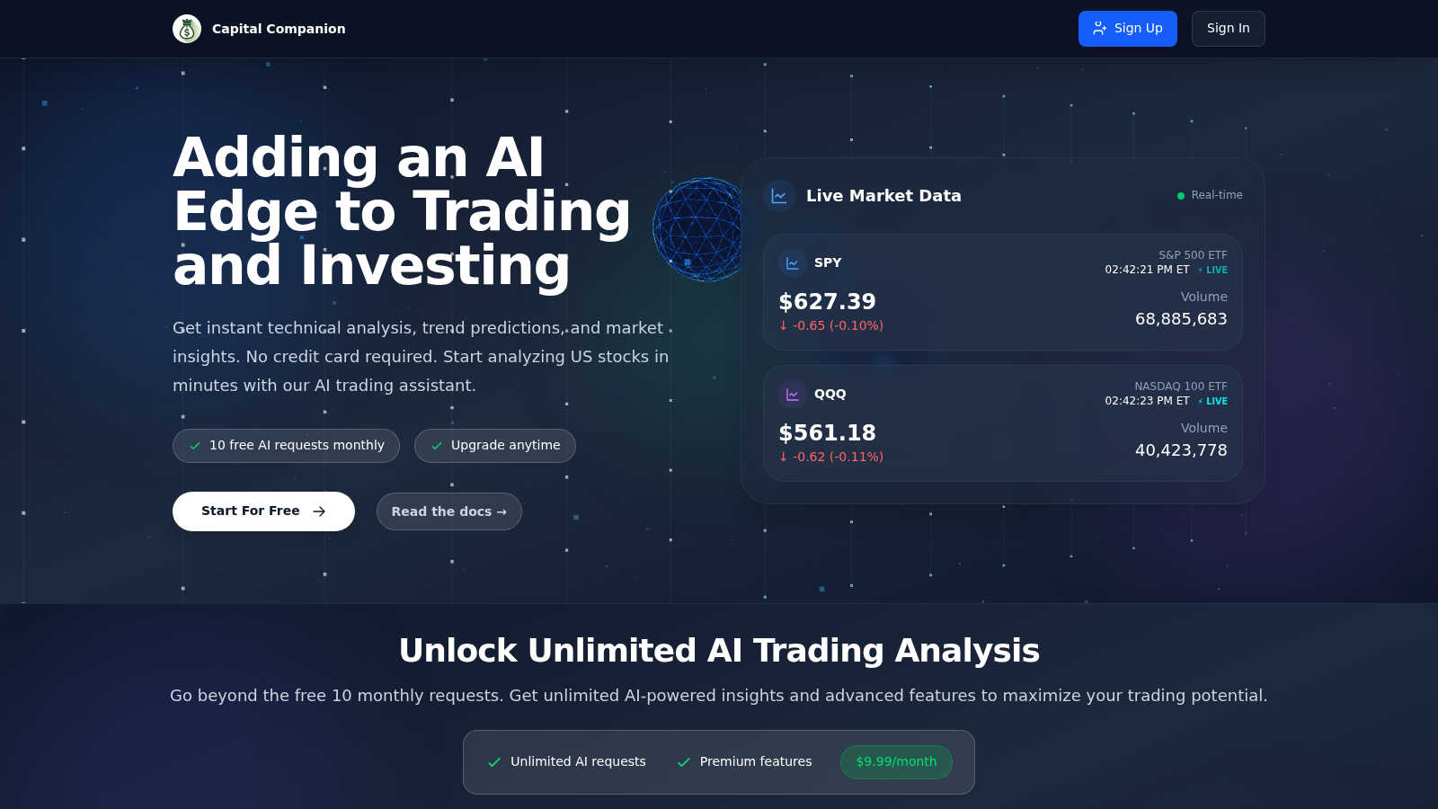 Capital Companion application interface and features
