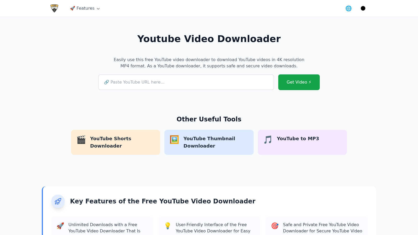 Free YouTube Video Downloader application interface and features