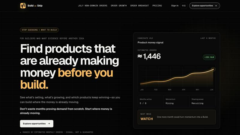 Build or Skip application interface and features