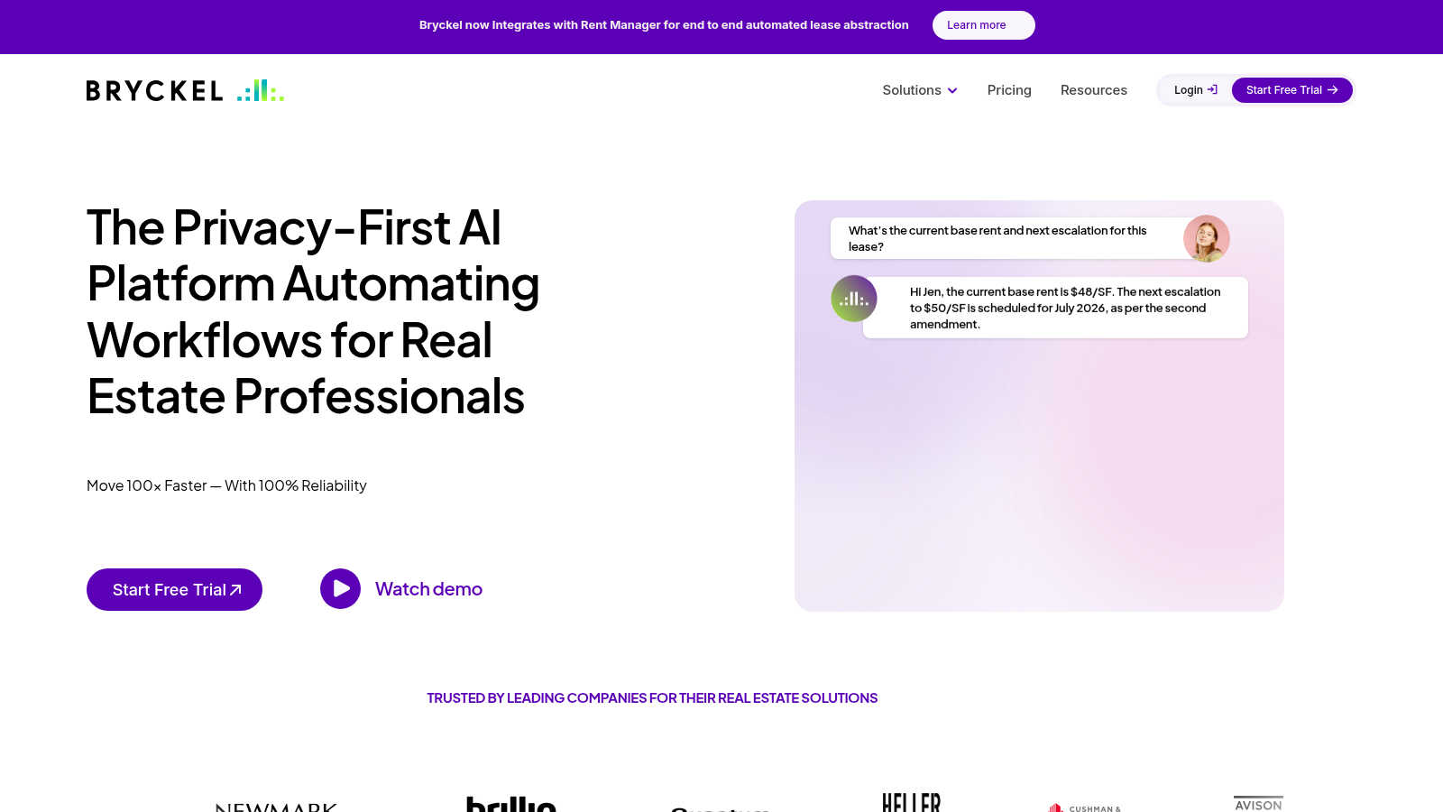 Bryckel application interface and features