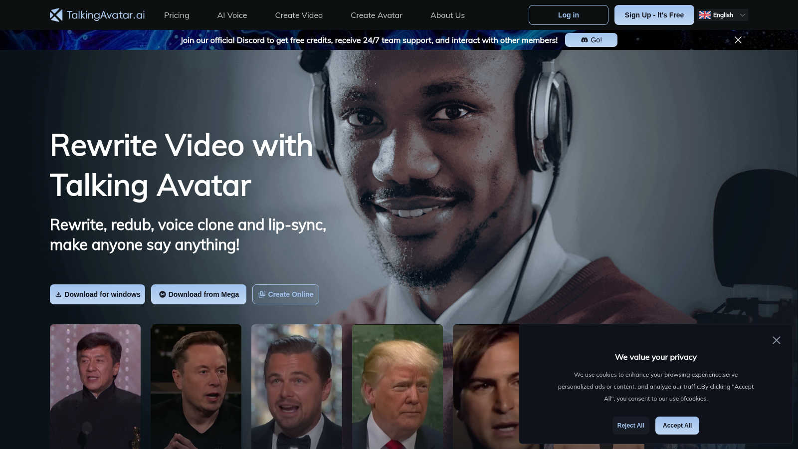 TalkingAvatar application interface and features