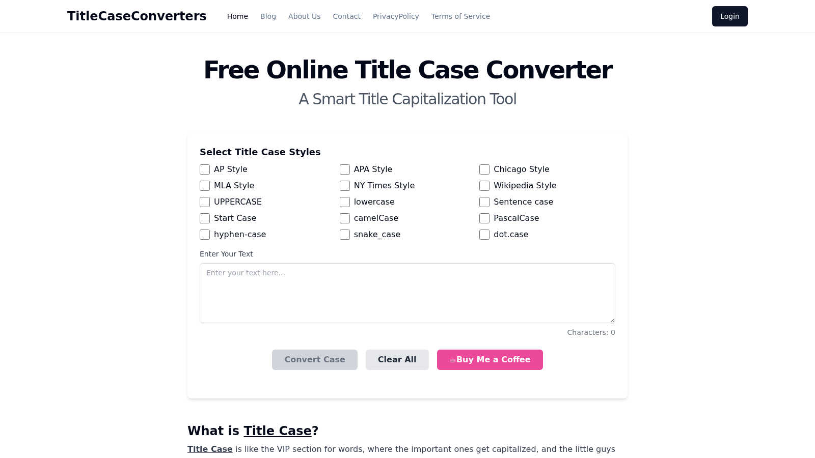 titlecaseconverters.com application interface and features