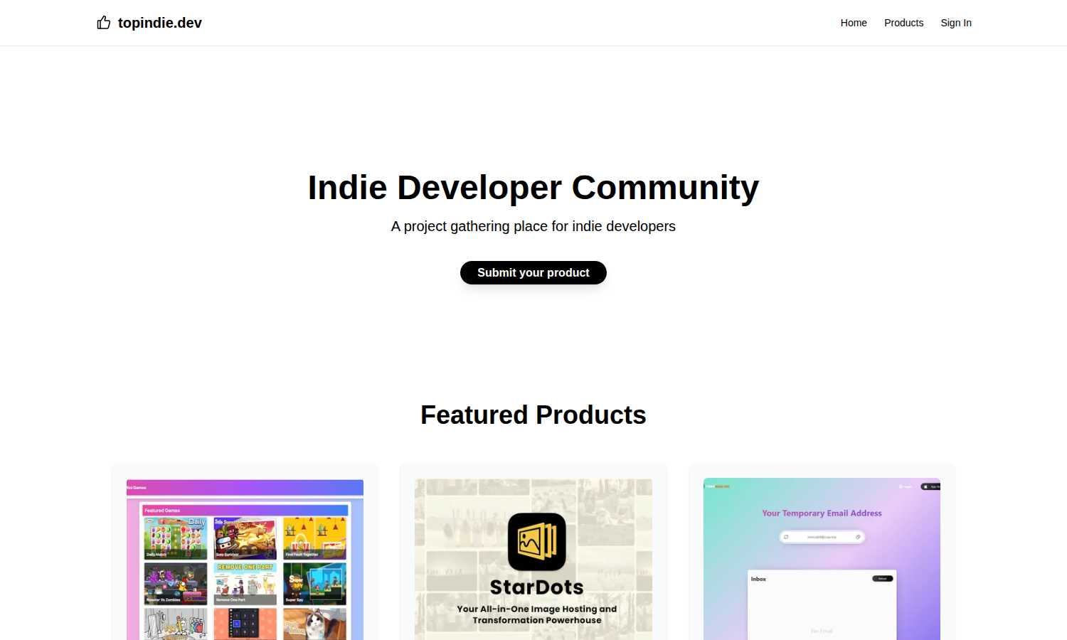 Top Indie application interface and features