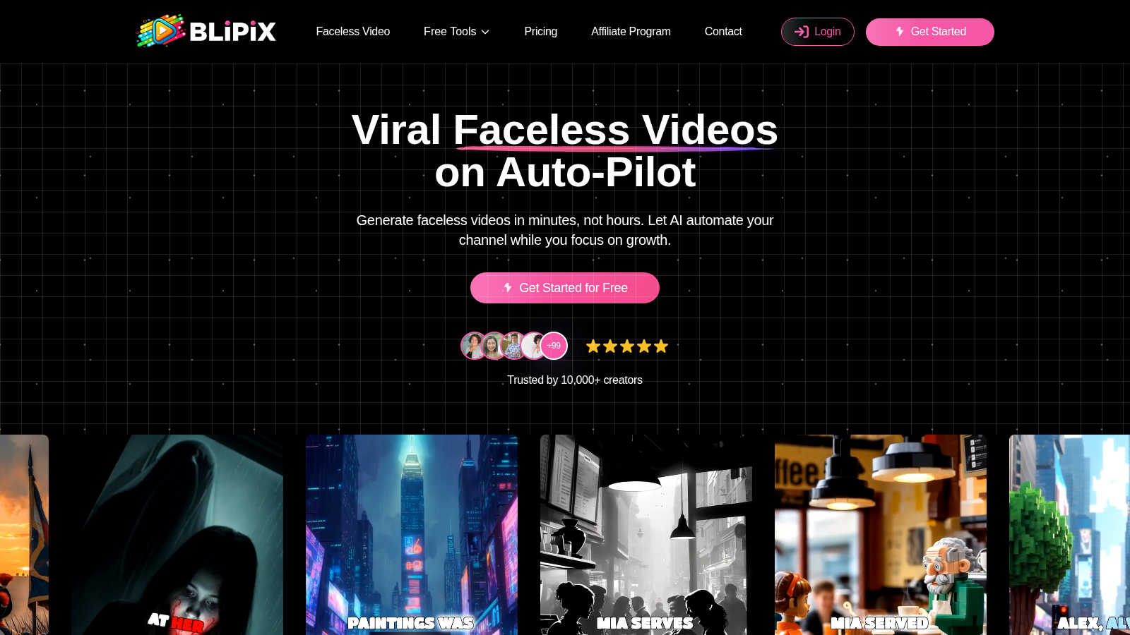 Blipix application interface and features