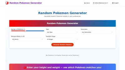 Random Pokémon Generator - AI tool for Other
