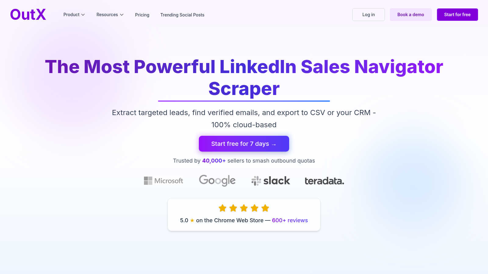 OutX.ai – LinkedIn Sales Navigator Scraper application interface and features