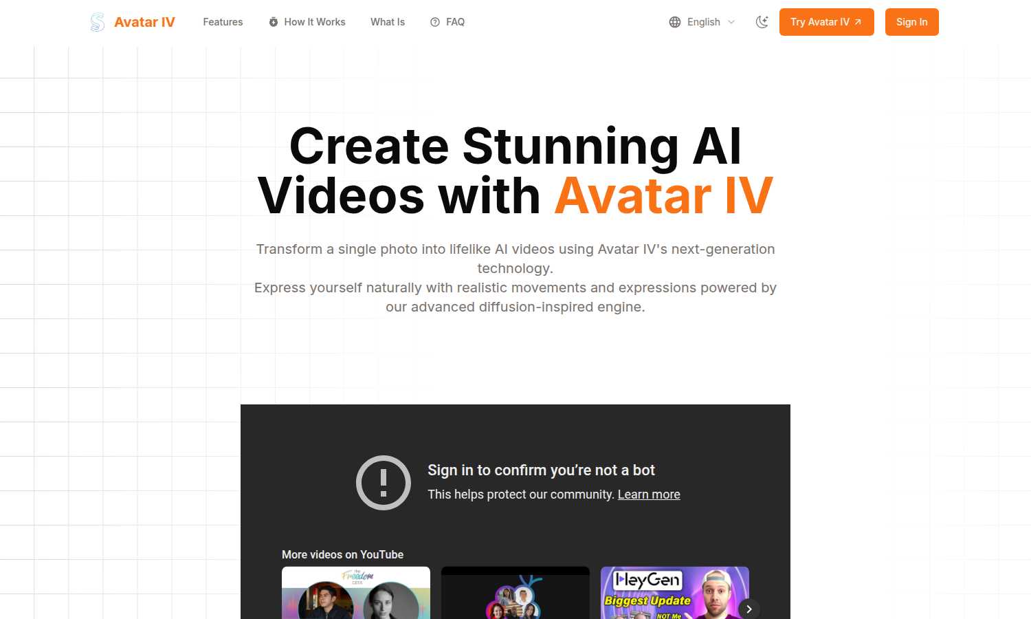 Avatar IV application interface and features
