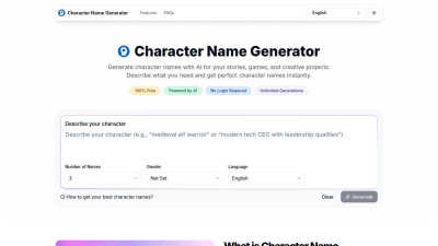 Character Name Generator - AI tool for Generative Art