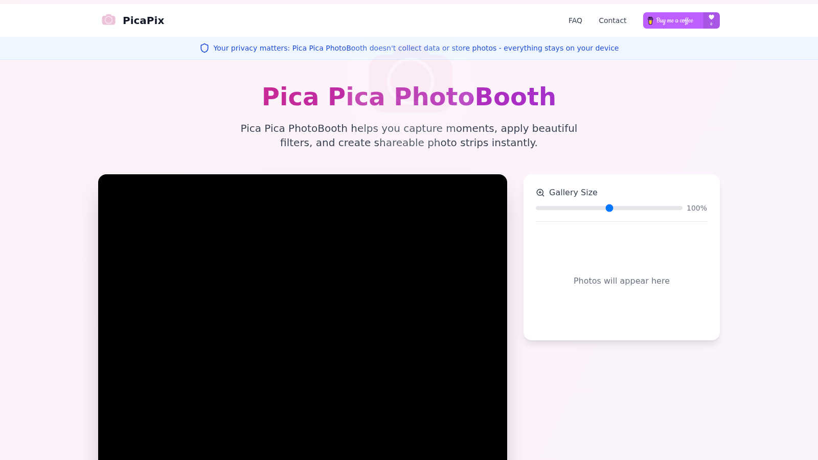 PicaPix application interface and features