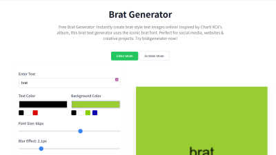 Brat Generator - AI tool for Generative Art