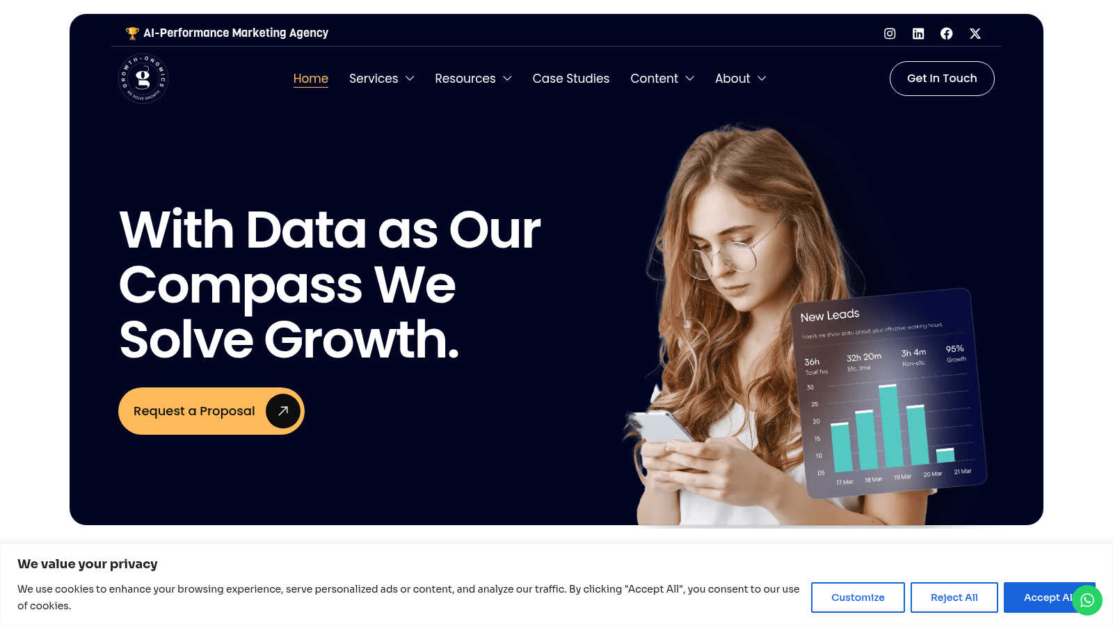 Growthonomics application interface and features