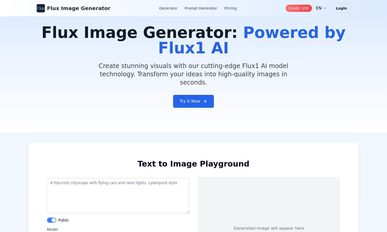 Flux Image Generator Website