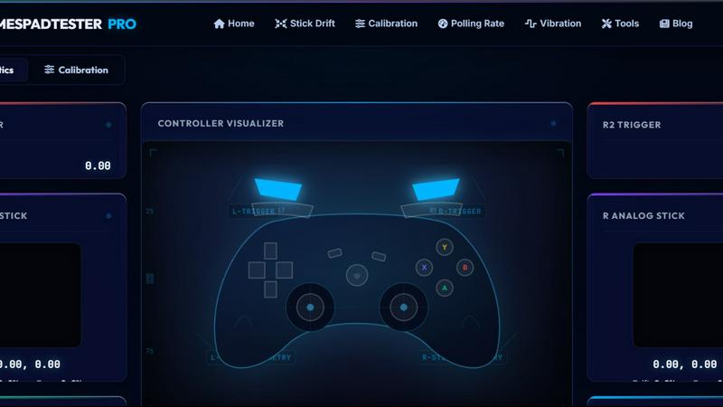 Gamespad Taster application interface and features