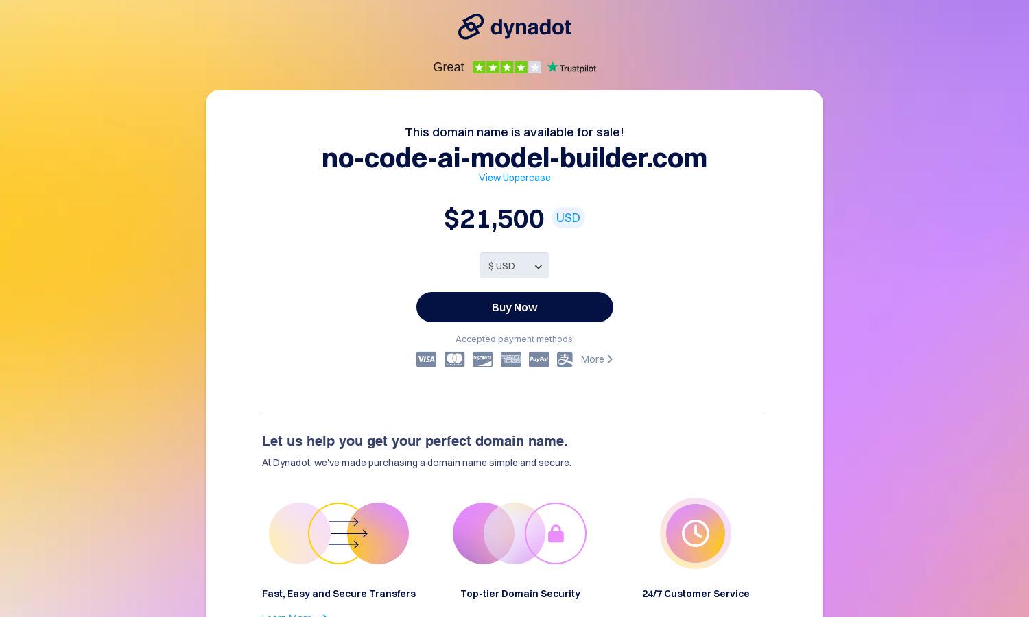 no-code-ai-model-builder.com Website