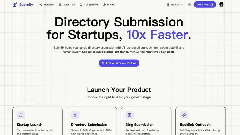 Submify application interface and features