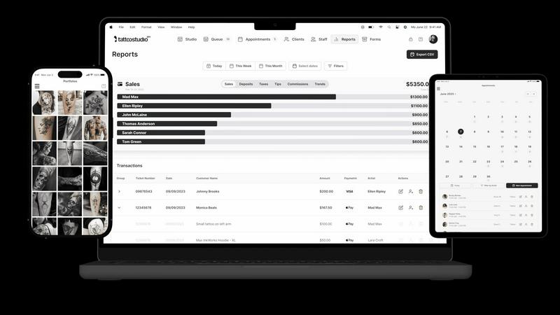 Tattoo Studio Pro application interface and features